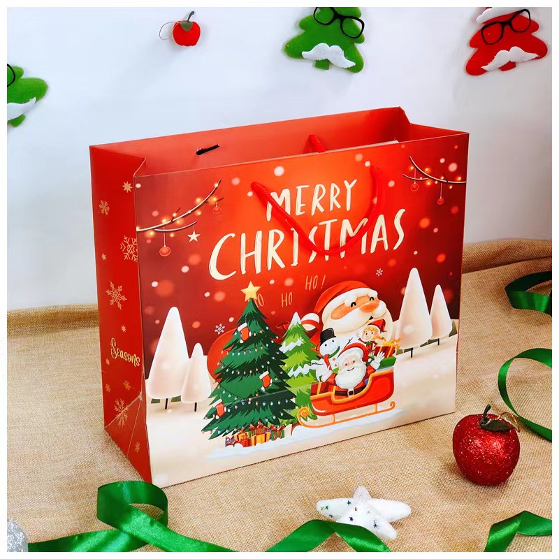 Christmas Gift Bag Large Cute Bag Paper Bag Red Small Tote Bag Gift Bag Packaging Wholesale Specification drawing