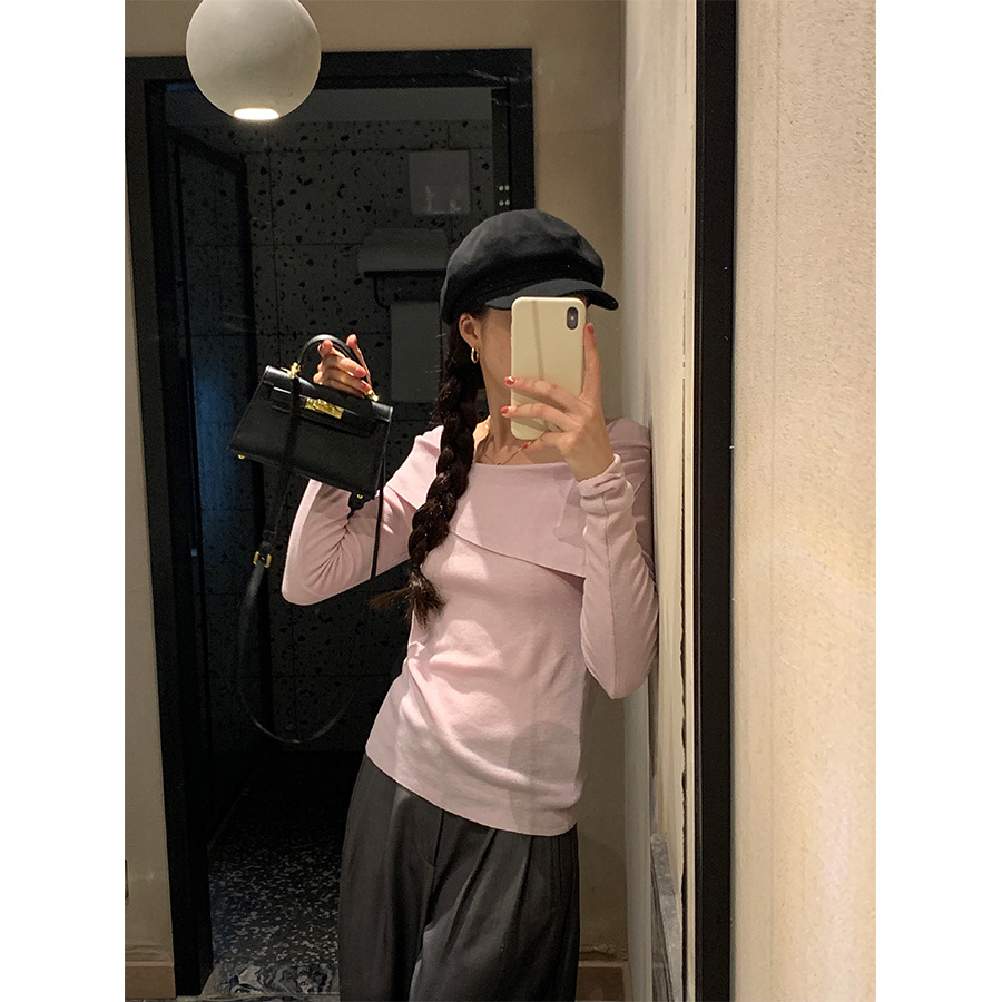 黄峥设计感气质薄款女式针织衫2023秋季韩版显瘦休闲上衣133MT131