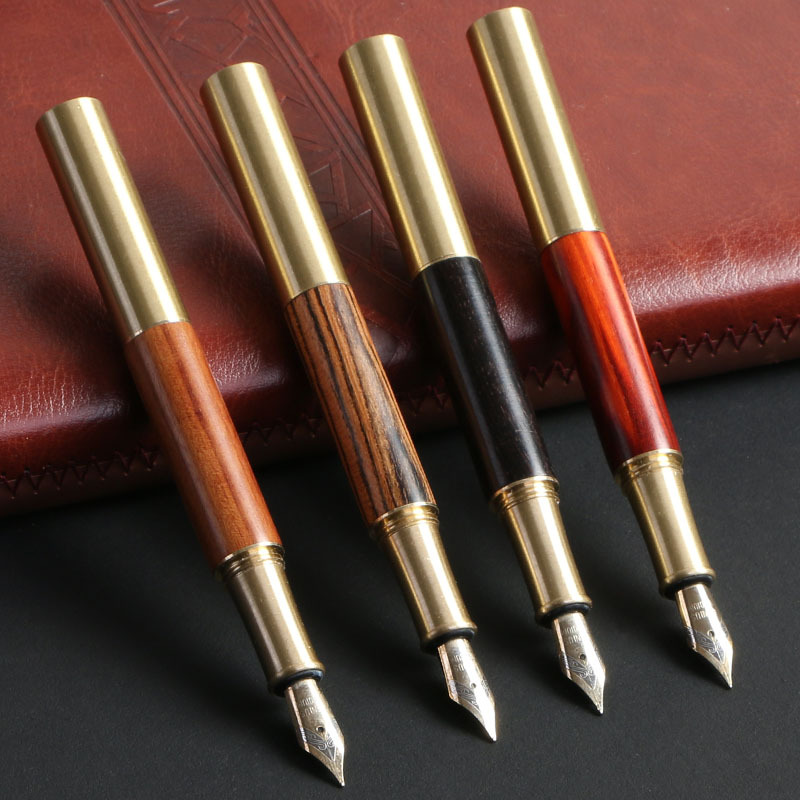 Solid wood mini portable pocket pen, brass pen, purple and black ebony signature pen, student souvenir gift ballpoint pen