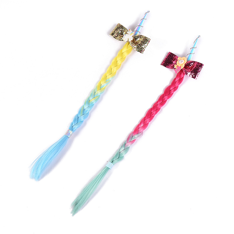 Children's colorful braided hair with braids, girls' gradient color one-angled hair clips, butterfly-tied rope hair bands, gradient hair accessories Application Scenario