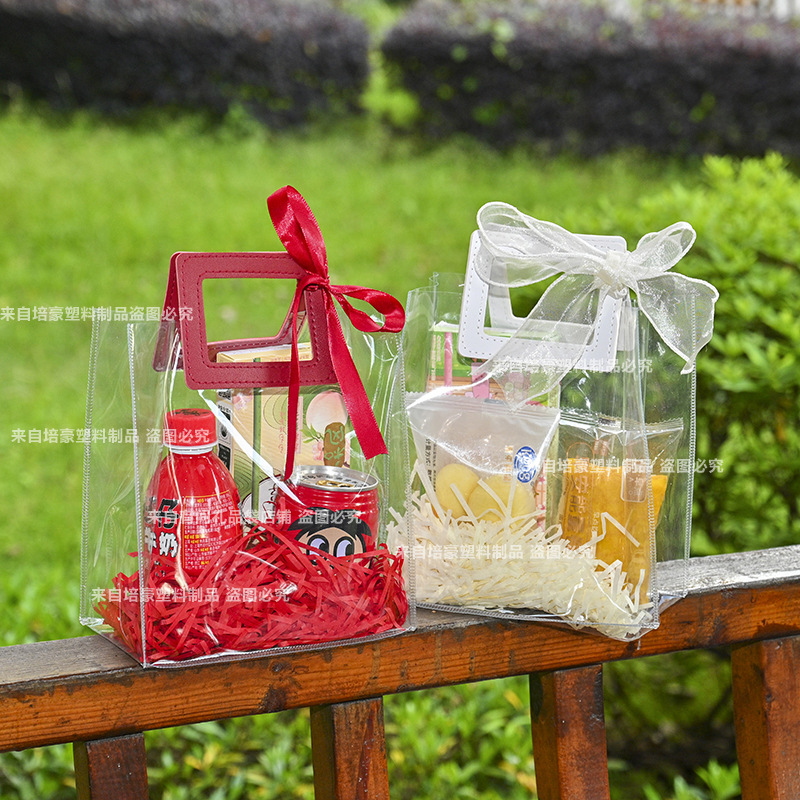 In-stock popular gifts, transparent tote bags, ins gifts, souvenir bags, PVC wedding candies, plastic packaging bags Specification image