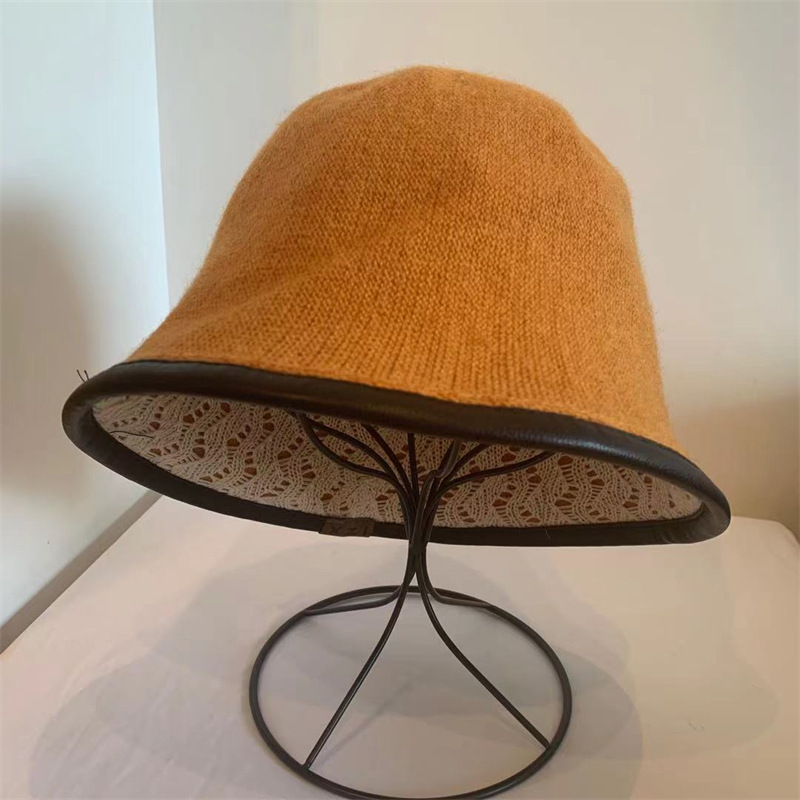 Solid Color Double-Sided Lace Wool Pullover Hat Autumn Winter Japanese Warm Fisherman Hat Knitted Artistic Small Top Hat Application Scenario