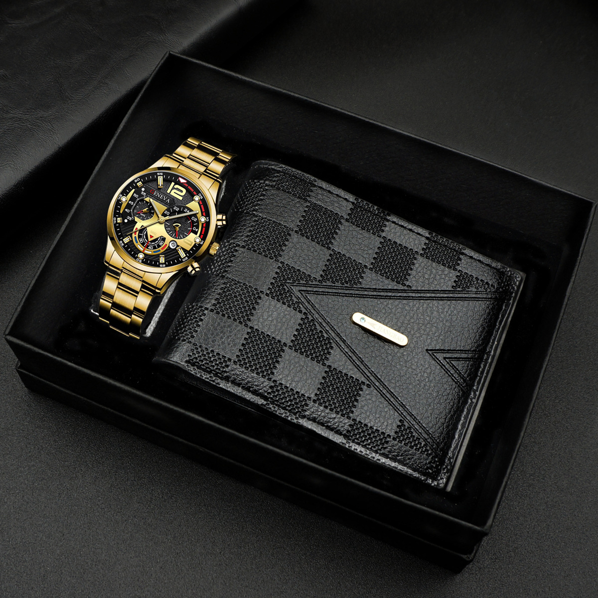 Wholesale of fashionable business Geneva calendar watches, personalized men's steel band wristwatches, cross-border business bestseller sets Specification drawing