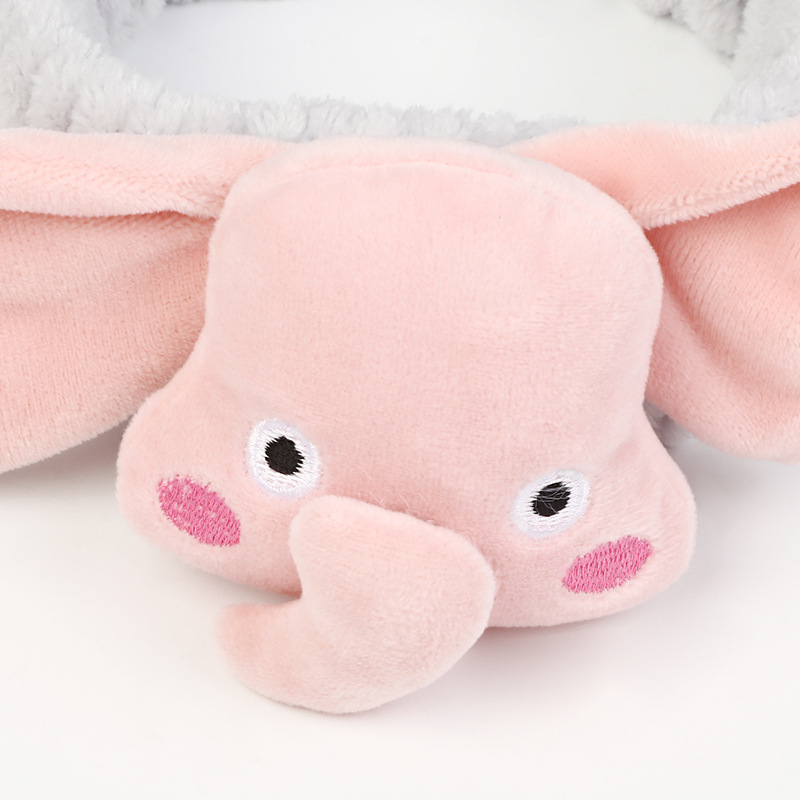 Net Red New Plush Cartoon Soft Cute Elephant Hair Band Face Makeup Elastic Hair Band Headband Accessories Wholesale Specification drawing
