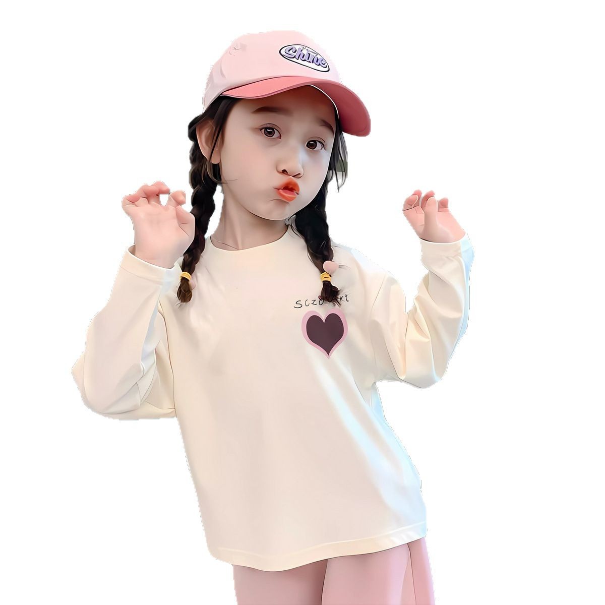 童装女童短袖韩版/女童白T/童装/男宝童装/服装儿童短袖韩版白底实物图