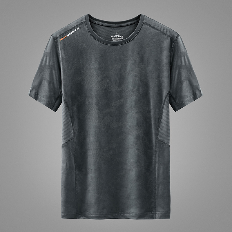 The couple's quick-drying jacquard round-neck short-sleeved T-shirt and men's summer top can be printed with graphic logos and cultural advertisements Specification image