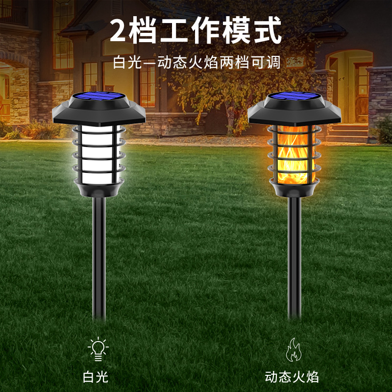 Cross-border new solar dynamic simulation flame lamp, courtyard ground socket lamp, waterproof yard LED landscape lawn lamp Application Scenario