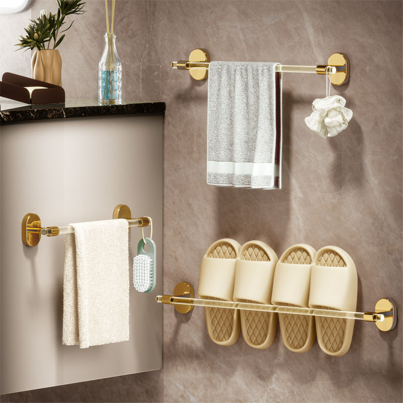 Acrylic Towel Rack Bathroom Perforation-Free Bath Towel Rod Light Luxury Network Red Washstand Towel Rod Storage Rack