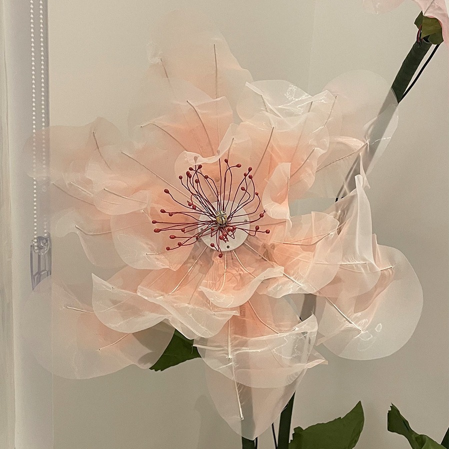 Large net red electric opening and closing handmade flower light paper art silk screen flower automatic opening and closing peach blossom scene beauty Chen device Specification drawing
