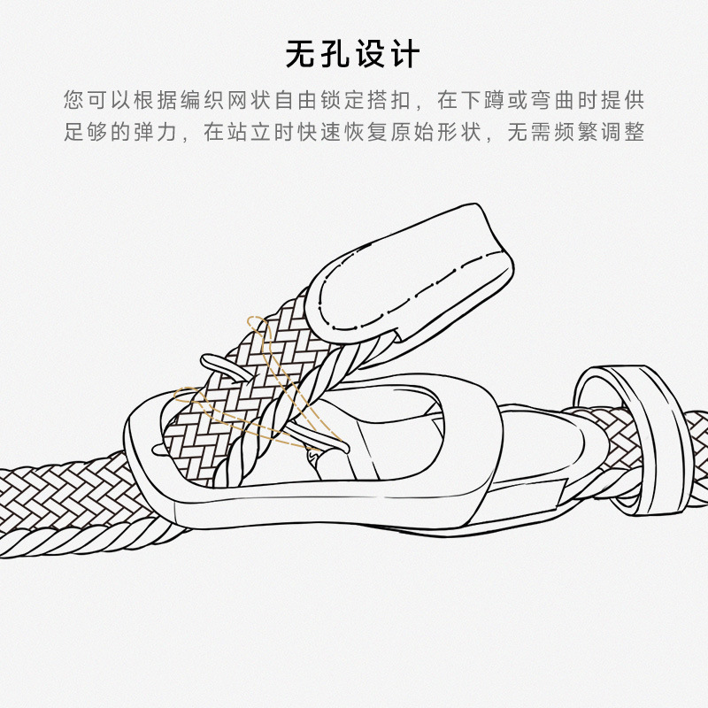 Men's canvas woven belt, women's needle buckle belt, elastic and elastic youth belt, wide and trendy waist seal, versatile details Picture