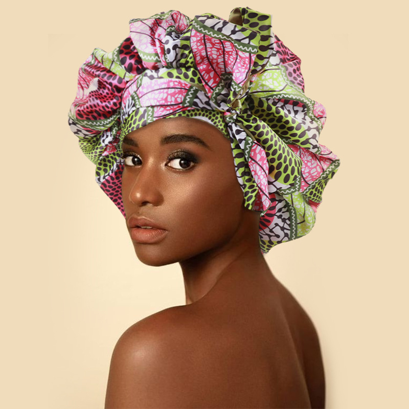 African large women color ribbon household bonnet Hair care Bonnet double bow bonnet Bonnet