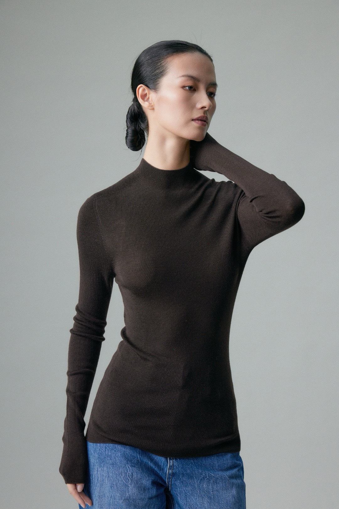 18-stitch Island Essence seamless one-piece ready-to-wear, 2-strand 60-count wool autumn and winter seamless semi-high neck knitted long-sleeved KW903 pic 9