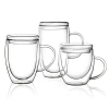 Glass double-layered cups, transparent double-layered mugs with handle LIDS, best-selling cross-border coffee cups, milk cups, double-layered cups Item Picture