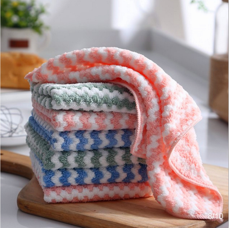 【 Chi Jia 】 Coral velvet colored rags, absorbent dishcloths, kitchen cleaning cloths, thickened small towels, for wiping tables and dishes