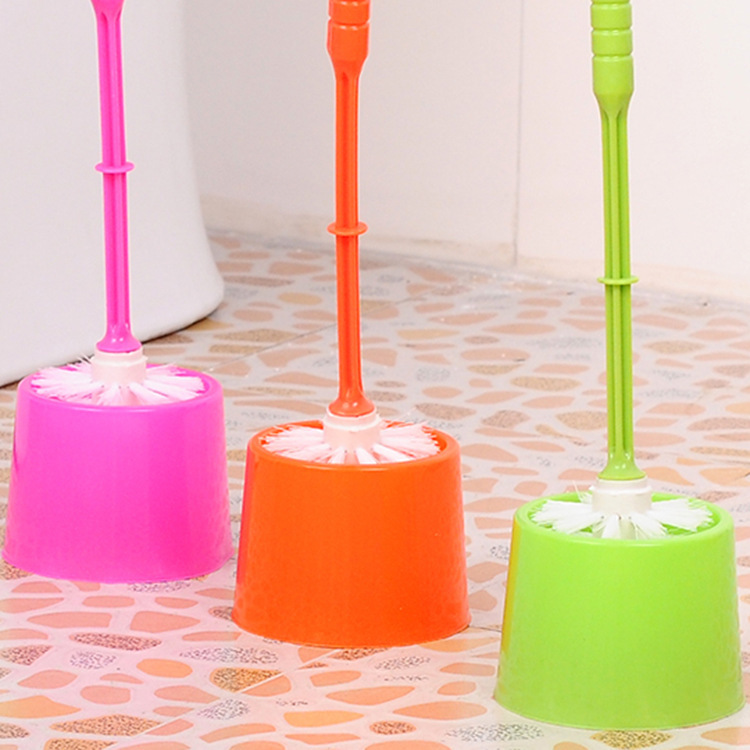 Toilet brush set, no blind spot cleaning brush for sitting toilet, plastic long-handled toilet and bathroom brush with base Specification image