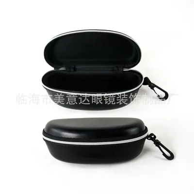 Leather sunglasses zipper eyewear case Lightweight unisex sports eyewear case strap hook thumbnail