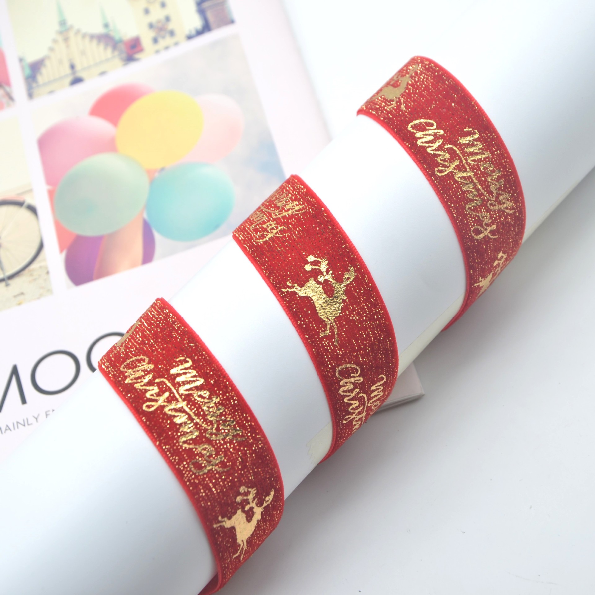 Velvet Belt Printing Webbing Spring Festival Christmas Halloween Personality Logo Pattern Printing Flocking Belt Hot Silver Transfer details Picture