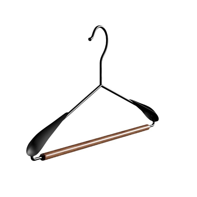 Vintage solid wood hangers household hanging clothes wardrobe hangers senior hotel special light luxury iron art thick seamless clothes hanging Item Picture