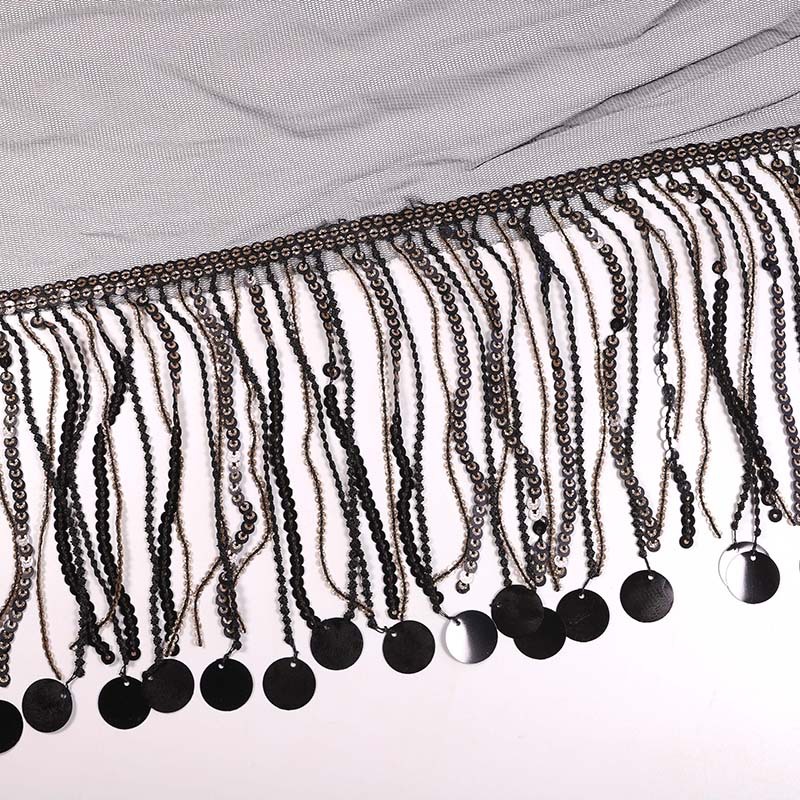 舞蹈衣服装饰花边辅料时尚热销时尚民族风16cm亮片流苏刺绣花边