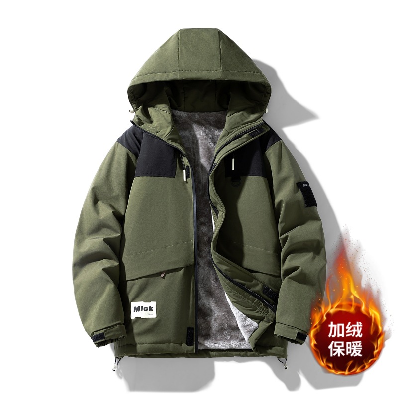 New autumn and winter outdoor jackets for men, sporty Korean style, casual, fleece and thickened hooded tops, men's outerwear