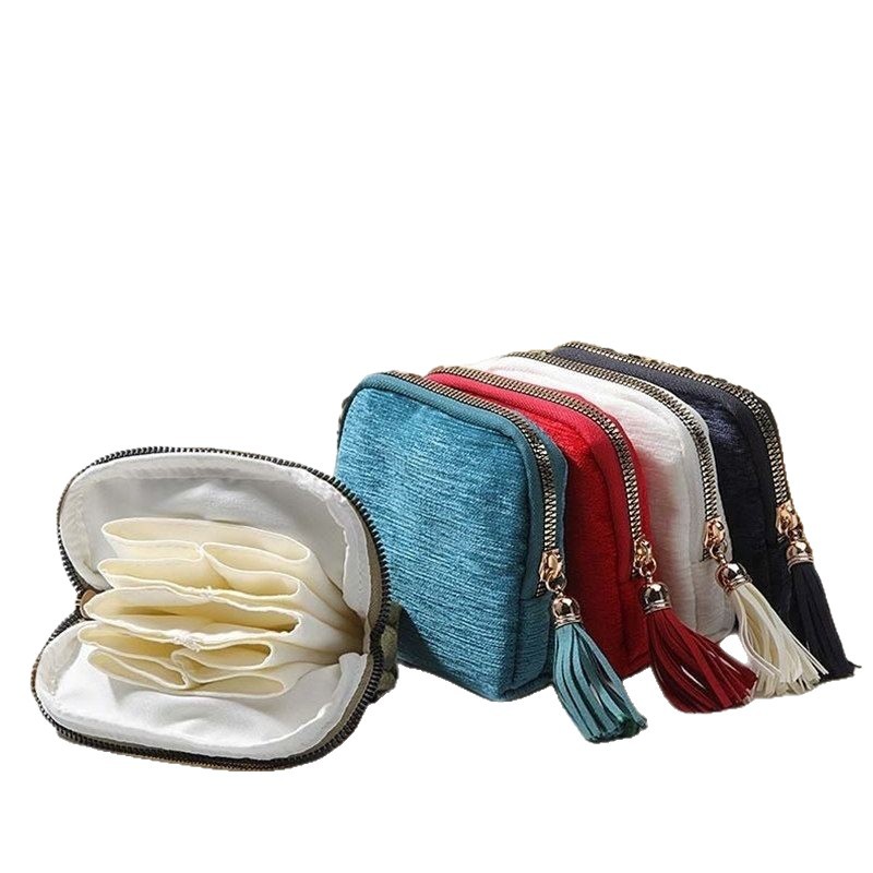 Exquisite jewelry storage bags, tassel zipper jewelry bags, rings, pendants, bracelets, jewelry bags, and hand string storage bags Item Picture