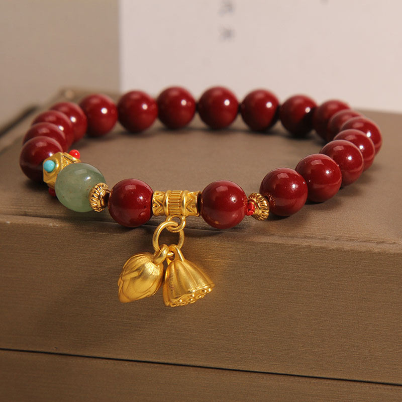Cinabrio brazalete del año de la vida de las mujeres lujo ligero de alto grado sensación colgante de loto brazalete de regalo para novias amigas amigas details Picture