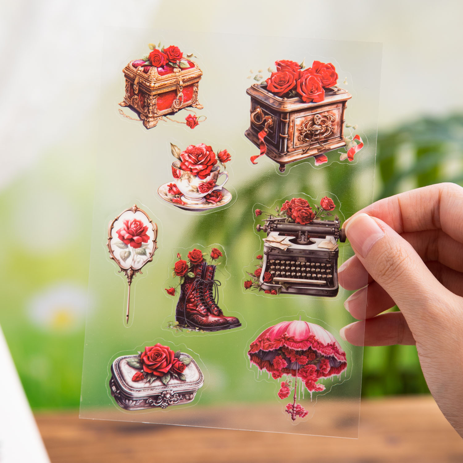 A Beautiful Day: 4 Garden Series plant and flower planner decoration Collages Filled with PET stickers details Picture