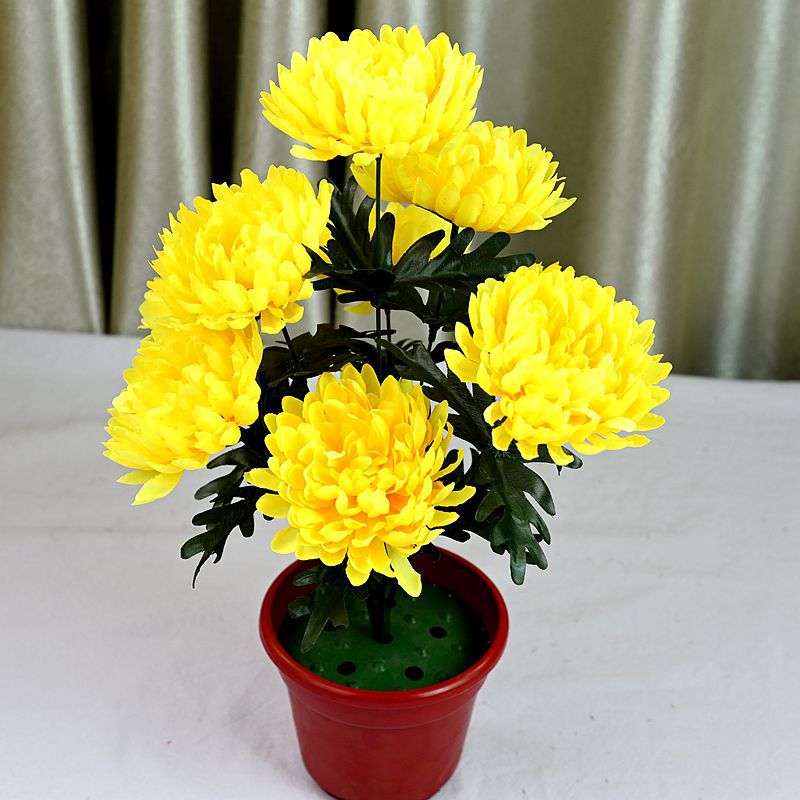 照屏仿真花批发优质清明花仿真菊花2023年新款9头冷艳菊仿真绢花