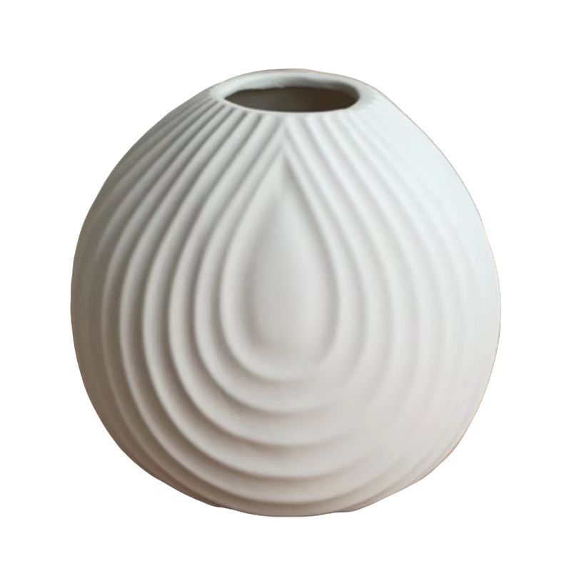 2025 Nordic-style white ceramic vase, modern and simple home desktop decoration, hydroponic fresh flower arrangement, dried flower container Item Picture