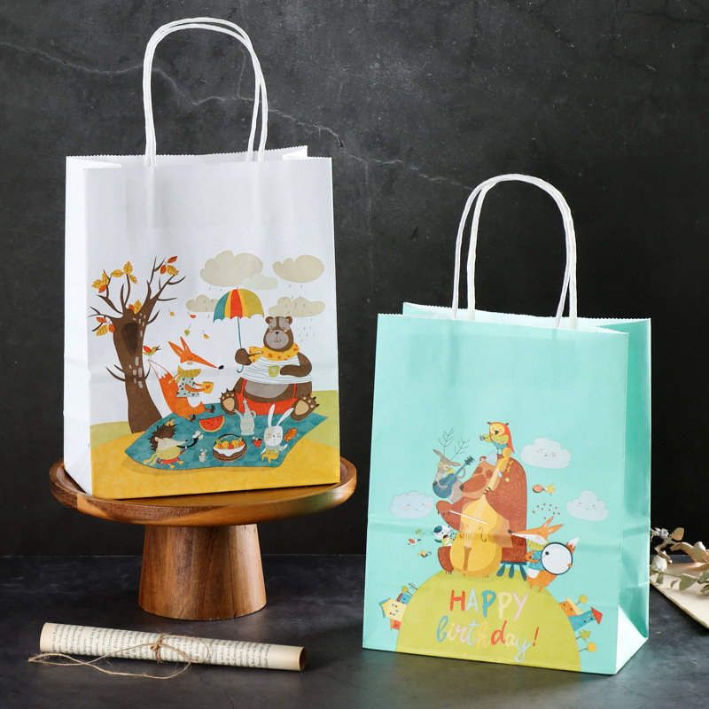 【 Small Wholesale 】 Cartoon Tote Bag Gift Bag Cute Bag Gift Packing Takeaway Paper Bag Can Be Logo Item Picture