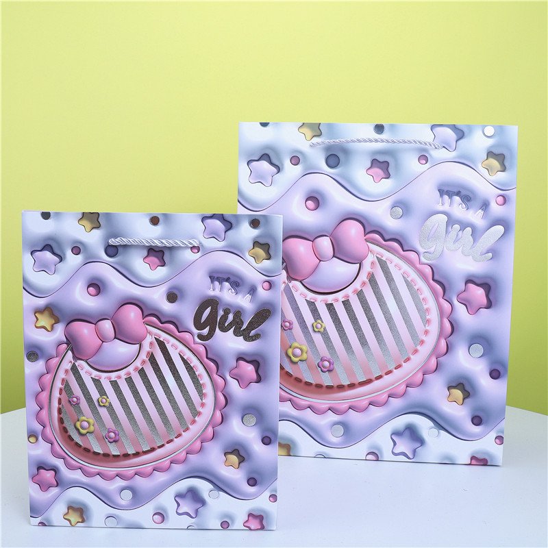 baby series white card handbag, mother and baby store souvenir gift bag, children's quality shopping bag, baby packaging paper bag Specification image