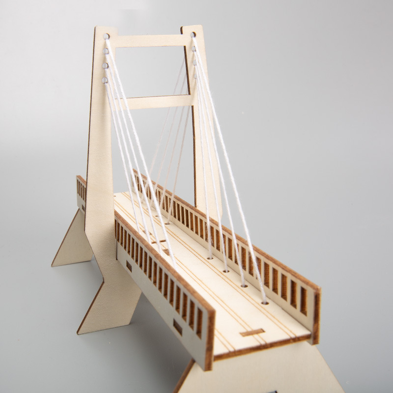 DIY handmade cable-stayed bridge, primary school students' mechanics, physics, STEAM science experiment equipment details Picture
