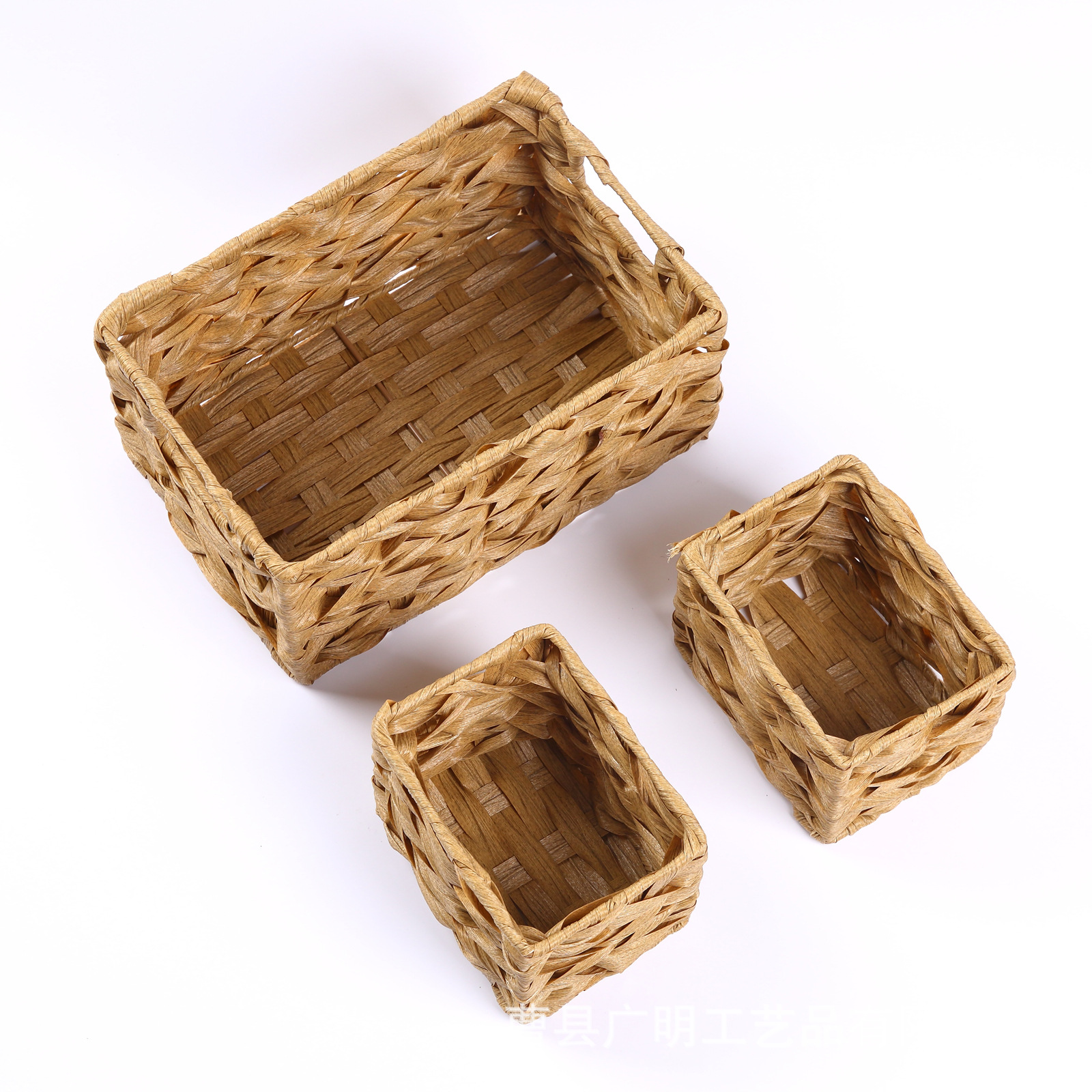 Manufacturers Spot Woven Basket Three-Piece Desktop Sundries Storage Basket Japanese Storage Basket Storage Basket No Cover Storage Basket Item Picture