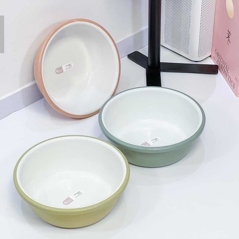 Multi-style and multi-color thickened two-color letter washbasin, household laundry basin, student dormitory foot basin, large plastic details Picture