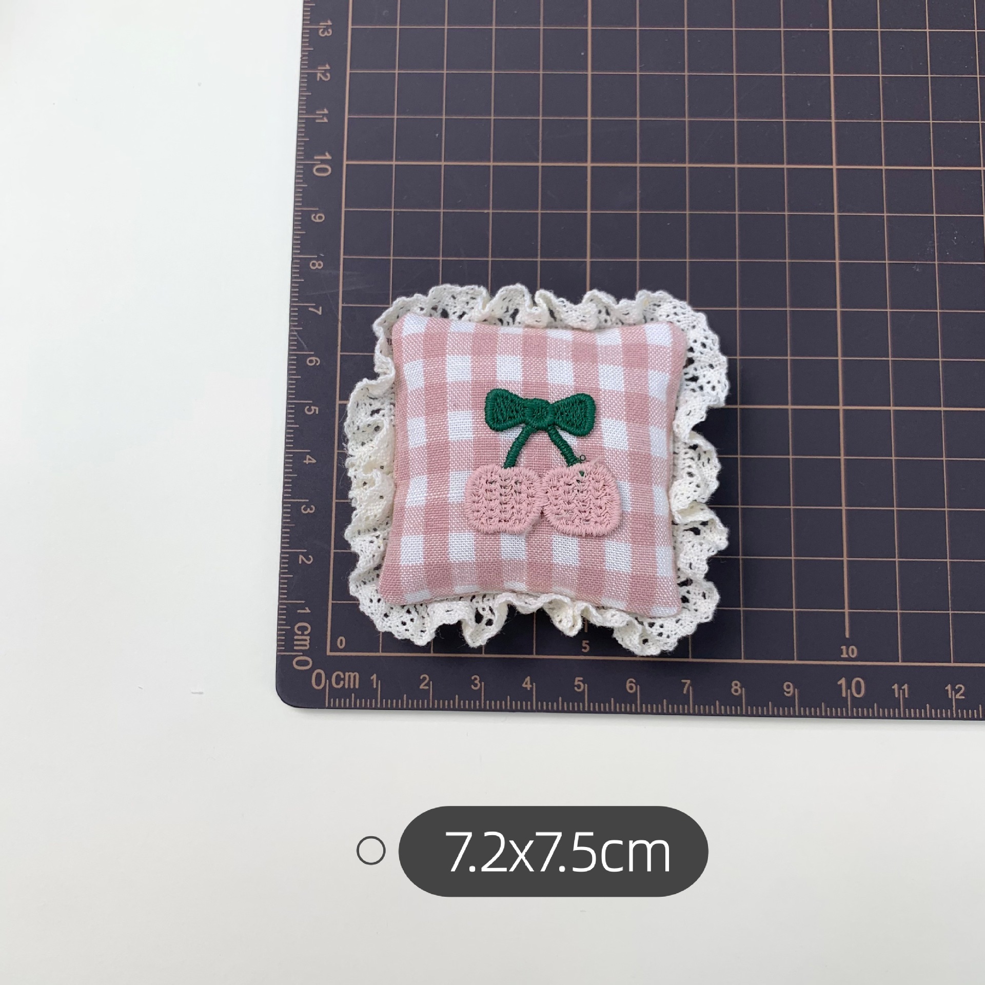 Pink checkered small pillow fabric with lace heart-shaped buttons, DIY hair accessory brooch, bag decoration accessories and materials pic 15