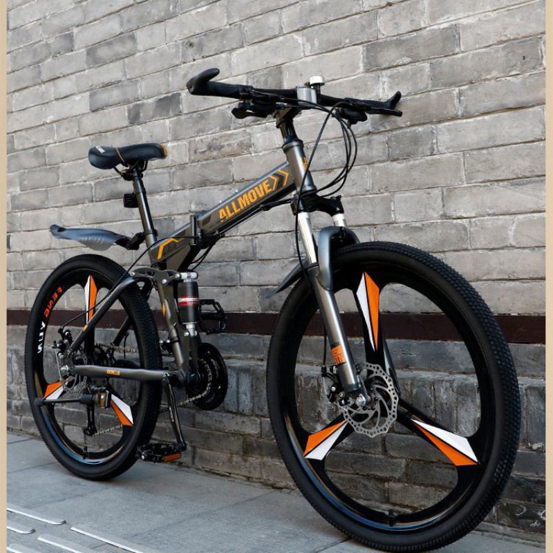 Folding mountain bike Men's variable speed off-road dual shock absorbing bike inch teen male student adult full figure