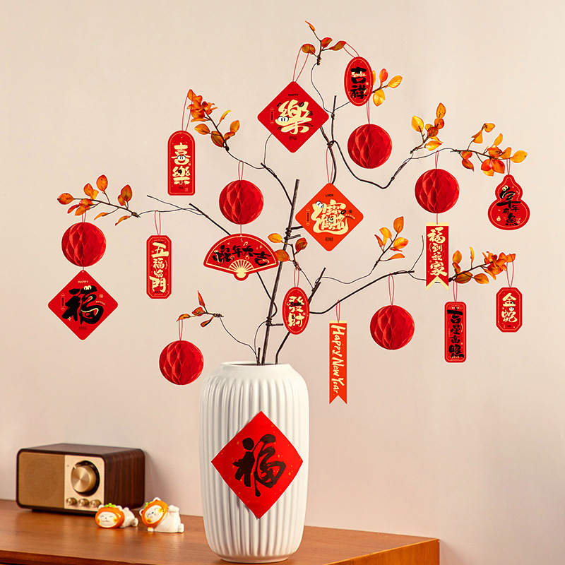 鞭炮/春节用品中国风/财神到节庆用品/流苏金属扣/植绒工艺品产品图