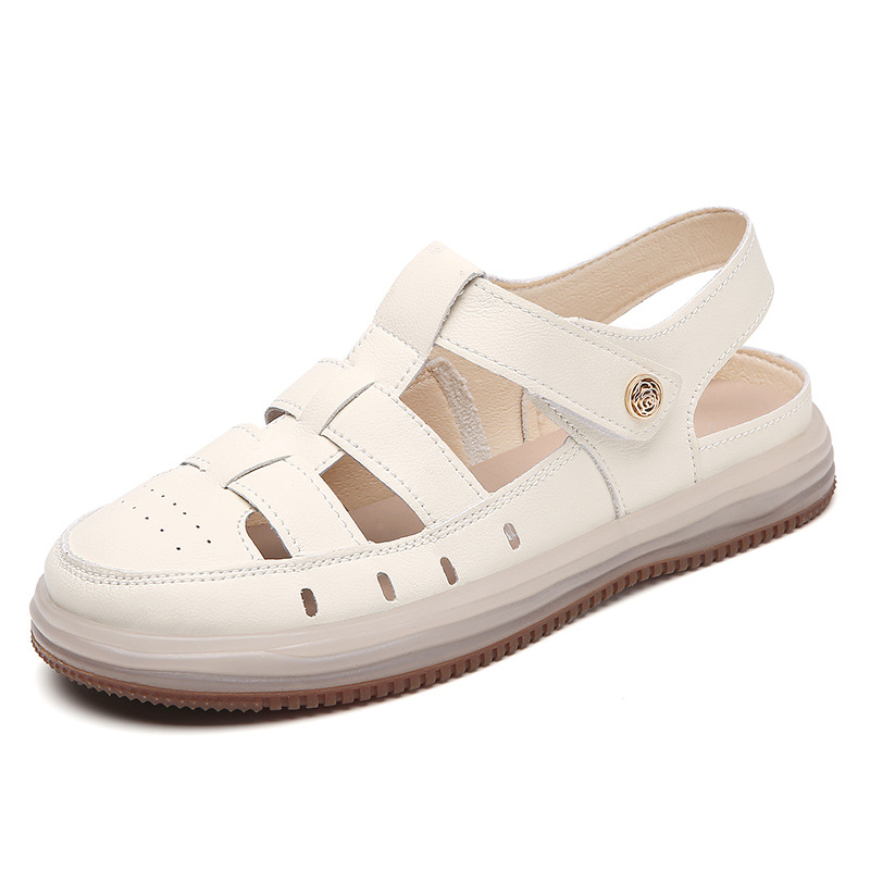 松糕拖鞋/洞洞鞋/crocs/凉鞋女士2024欧美/凉鞋女士夏季时尚百搭白底实物图