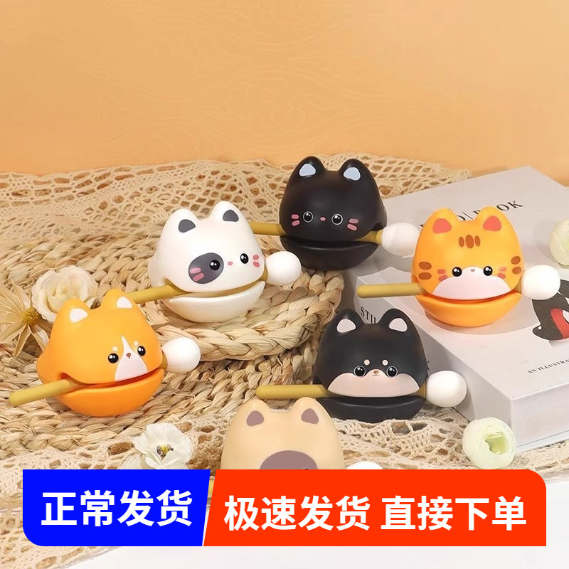 木鱼一敲，烦恼全消可爱柴犬猫咪狗狗桌面摆件办公室可爱解压礼物