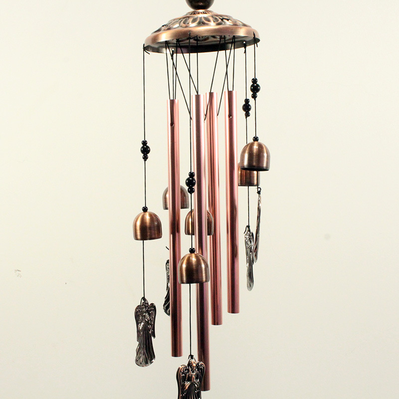 Electroplated Brass Metal Pipe Bell Wind Chimes Hanging Decoration Three-Dimensional Angel Balcony Courtyard Retro Cross-Border Amazon Specification drawing