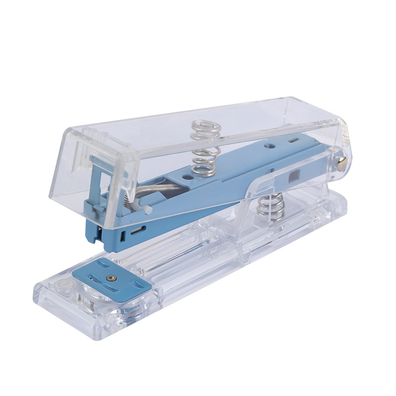 The manufacturer customizes candy-colored transparent stapler, InS-style student stapler in various sizes, and office labor-saving binding machine Item Picture