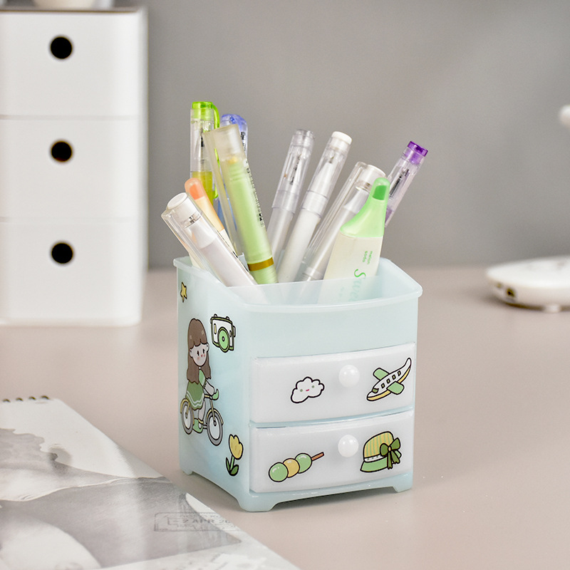 批发多功能卡通塑料透明笔筒 儿童创意diy 可爱奶油胶笔桶收纳盒详情图4