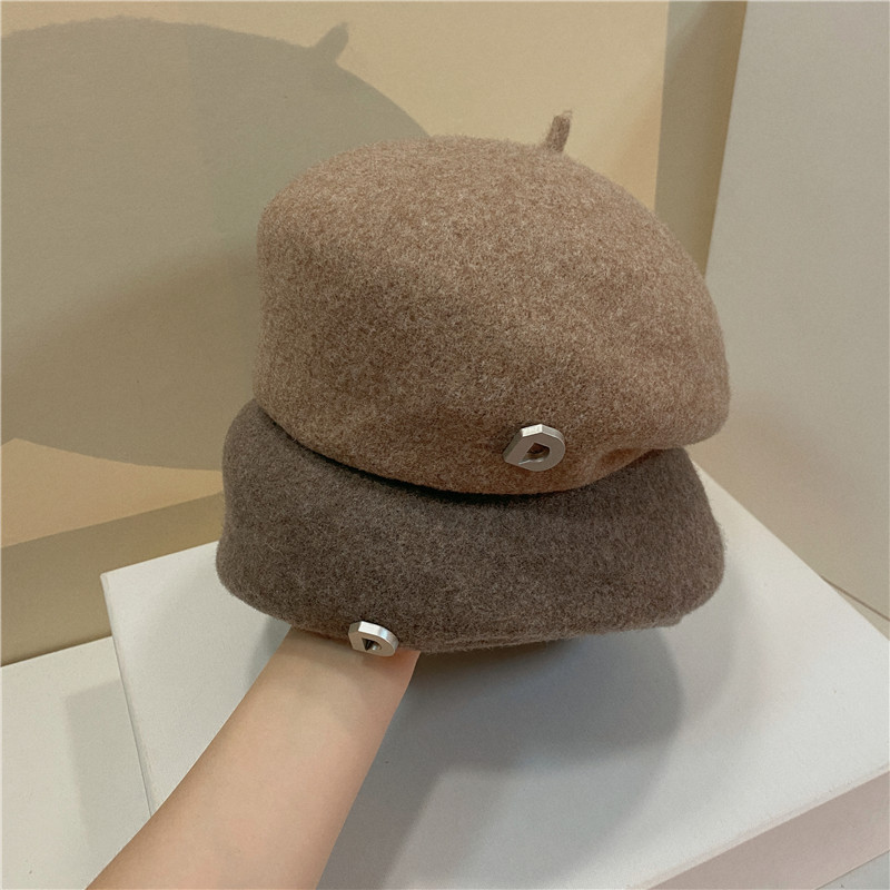 Wool beret for women in autumn and winter: Korean style, trendy Japanese style, versatile painter hat, British retro, popular woolen bud hat Specification image