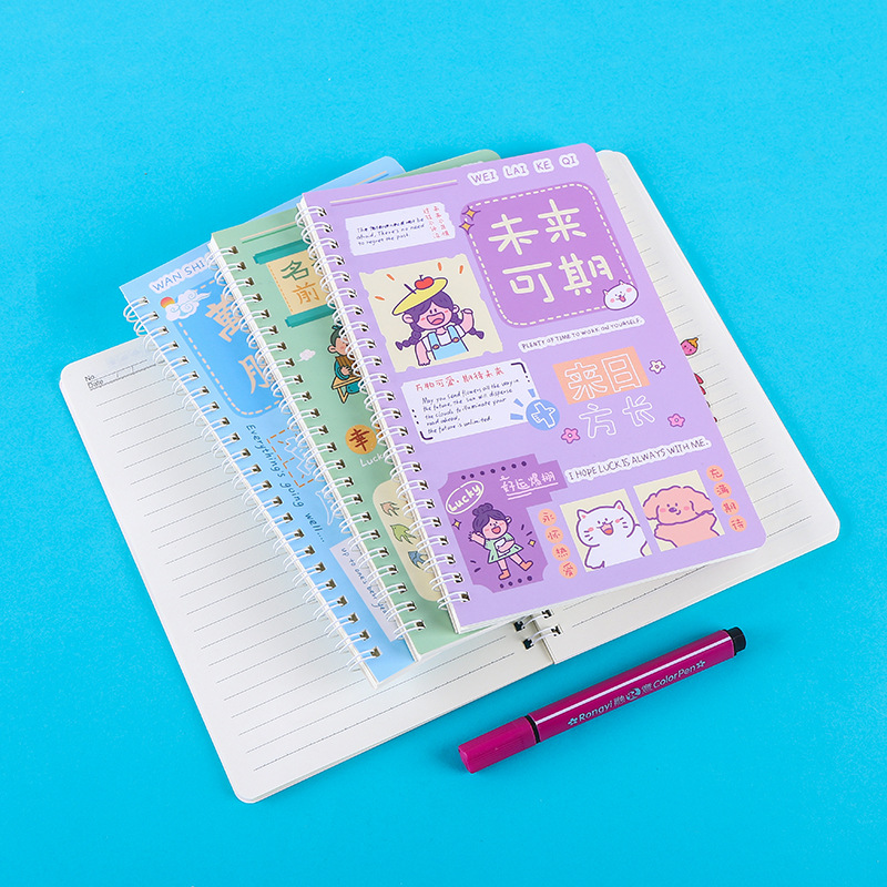Inspirational Cartoon A5 Flip Notebook Creative Notepad Student Stationery Wholesale Coil Book details Picture