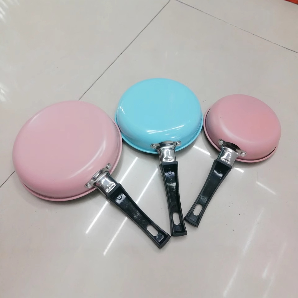 Tourmaline mini frying pan, non-stick pan, egg frying pan, mini kitchen food play, real cooking, children's blue and pink small POTS details Picture