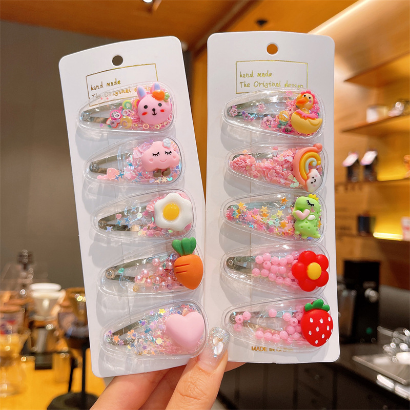 Children's Net Red Quicksand Hairpin Cute Baby Bangs Broken Hair Clip Girls Do Not Hurt Hair Headwear Little Girls Hair Accessories Application Scenario