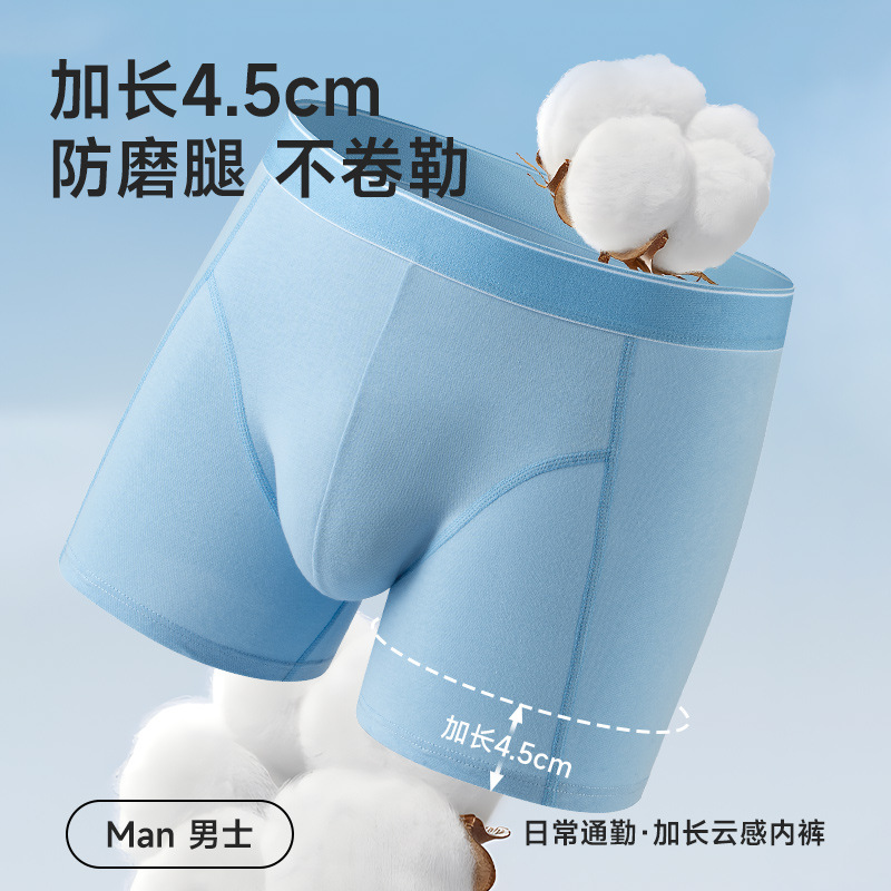 Men's pure cotton extended sports anti-abrasion underwear 10A antibacterial crotch mid-waist breathable underwear Men's boxer shorts Specification image