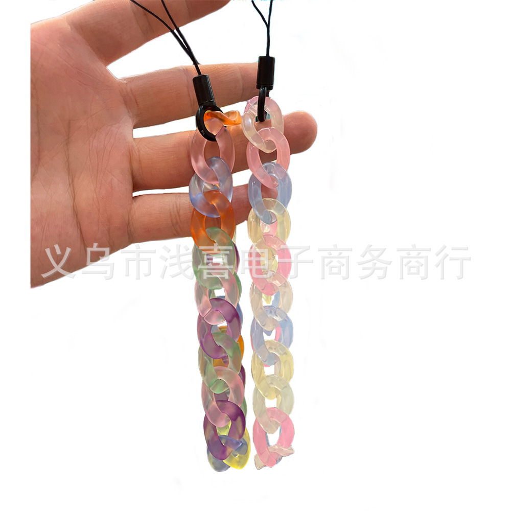 New INS color mobile phone chains from Europe and America, acrylic car key pendants, bag hangers, phone cases and accessories Specification image