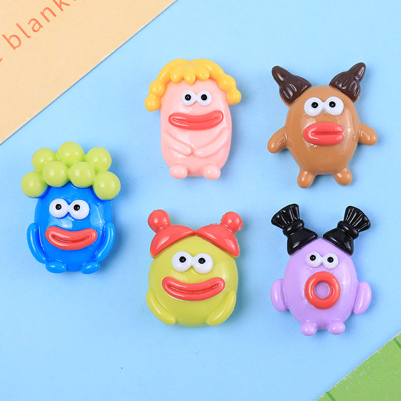 Resin Cartoon Sausage Big Mouth Monster Diy Accessories Cream Glue Phone Case Car Patch Hairpin Material details Picture