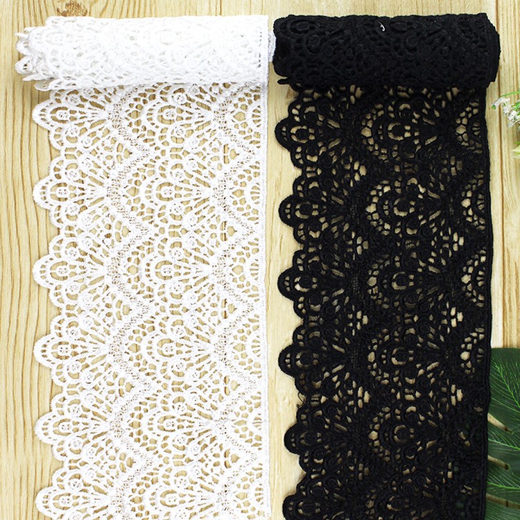 Thickened embroidered water-soluble wide-edge polyester lace trim, skirt hem, hem accessory, and fabric lace details Picture